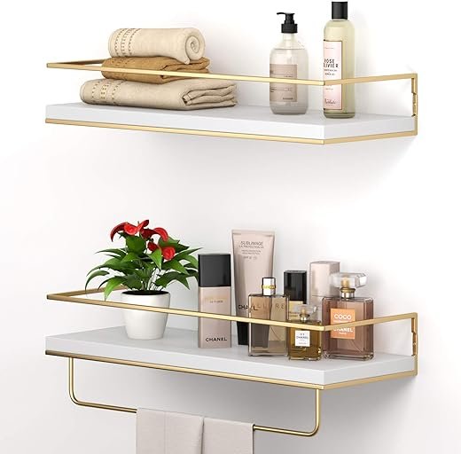 Shario White Floating Shelves - Set of 2