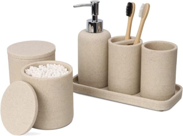 ZCCZ Beige Bathroom Accessories Set - 6 Pcs